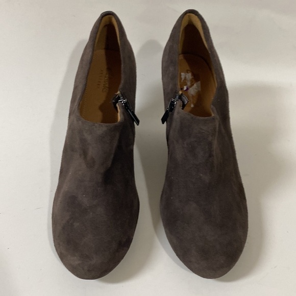 -Clarks leather suede ankle wedge booties women size 8.5M office casual y2k - Picture 2 of 11